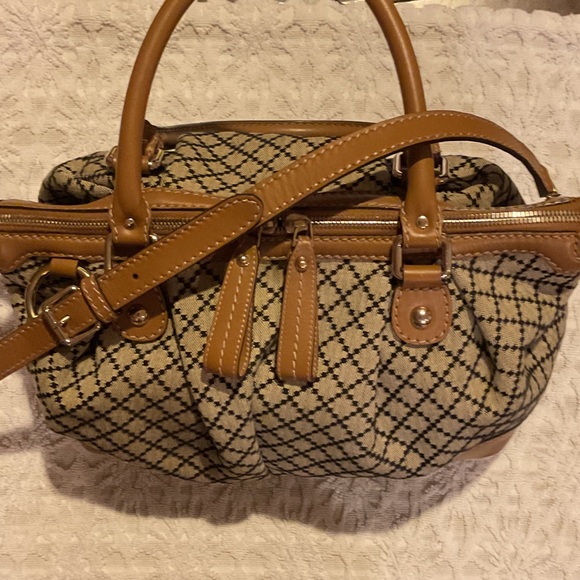 Gucci Handbags - Gucci Tan and Black Satchel Bag